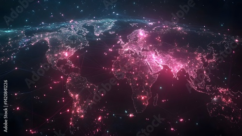 A glowing world map with digital connections symbolizing global opportunities for 2025
