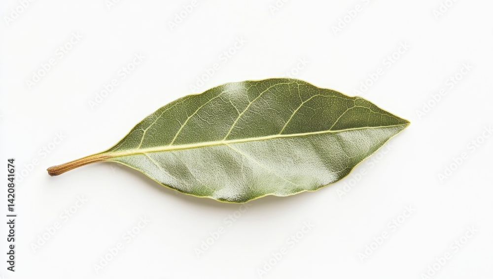 Obraz premium Single bay leaf on white background
