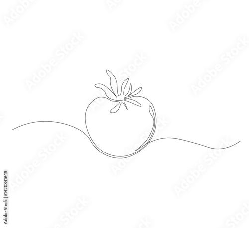 tomato continuous line drawing.white background,Tomato single line illustration,fresh tomato fruit vegetable line art,abstract red shaped single line tomato icon,