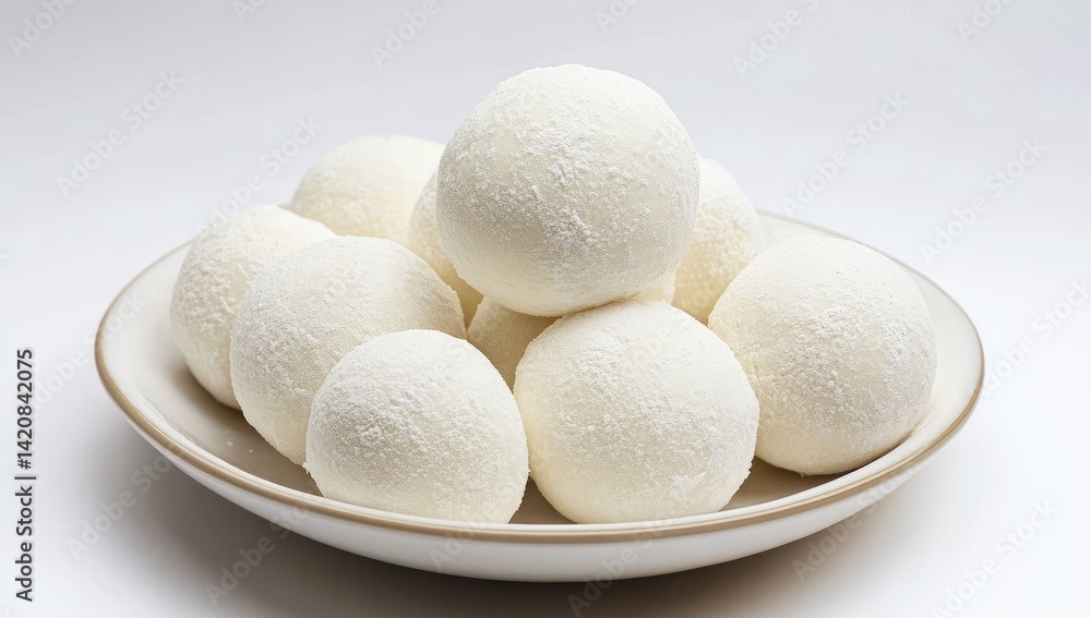 Stacked White Balls on Plate Stacked White Balls on Plate