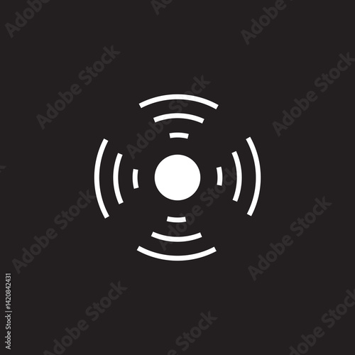 PrintCircle signal icon in flat style. Volume signal vector illustration on white isolated background. Audio signal business concept.