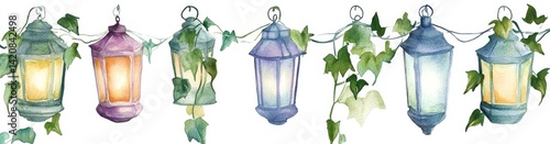 Watercolor Lanterns Garland