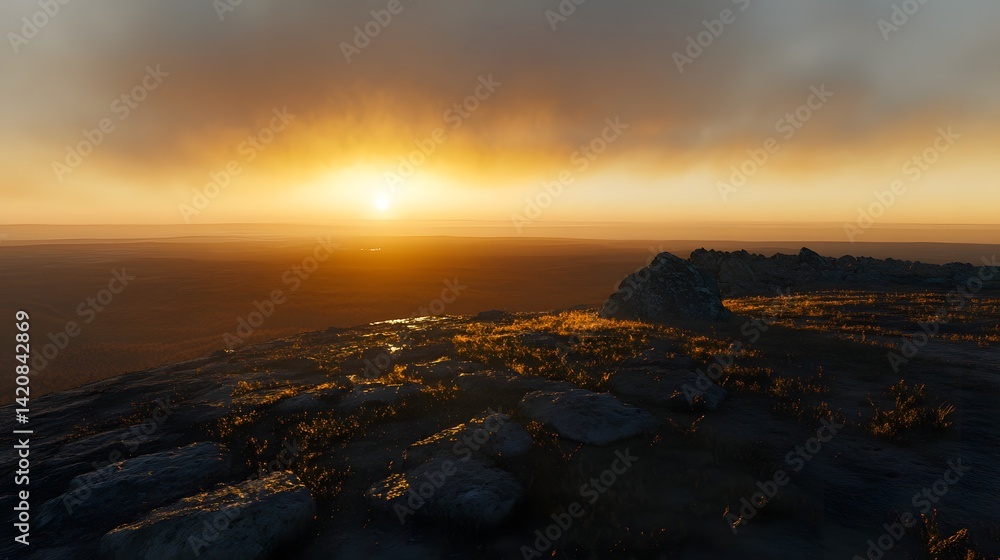 Obraz premium A bright sunrise over the horizon symbolizing the hope and promise of 2025