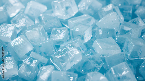 Close up view of ice cubes in a refreshing ice bath plunge pool for invigorating recovery