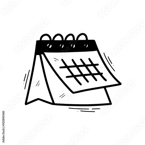 Hand Drawn Desk Calendar Illustration. Doodle Vector. Isolated on White Background - EPS 10 Vector