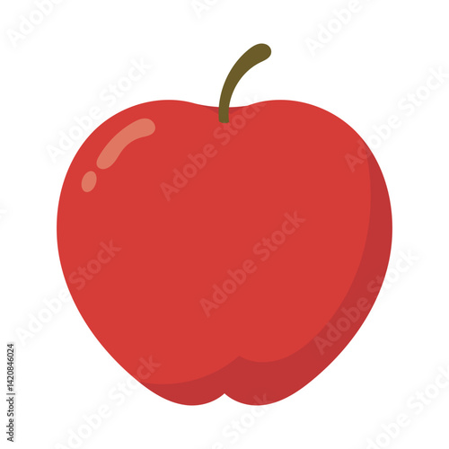 Vibrant red apple isolated on white. Fresh fruit concept. Healthy eating, nutrition, food photography, kitchen decor, recipe book covers