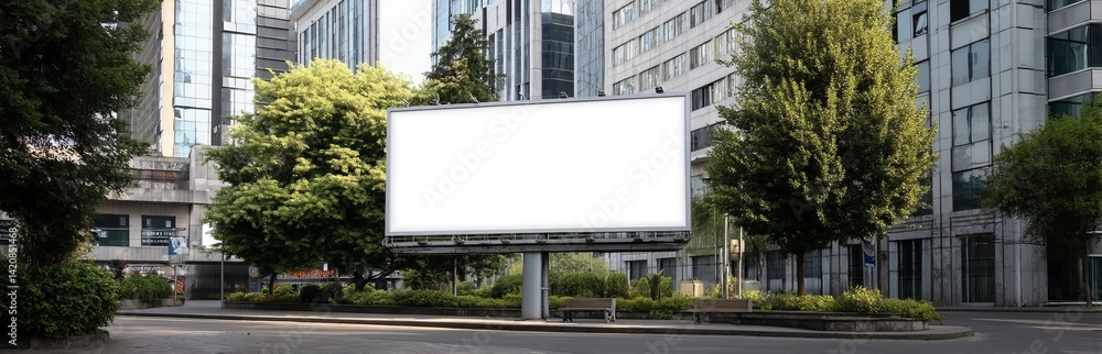 Blank Billboard in City Setting: Urban Advertising Space Available, Perfect for Brand Promotion in Bustling Metropolis Blank Billboard in City Setting: Urban Advertising Space Available, Perfect for Brand Promotion in Bustling Metropolis