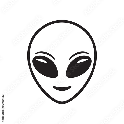 cute alien face icon – minimalist ufo head vector