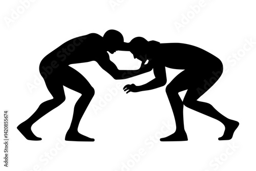 Silhouette of two wrestlers in a grappling stance