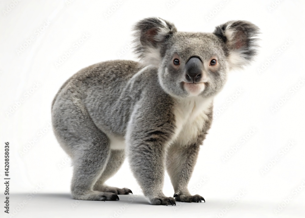 Fototapeta premium Adorable Koala Bear Standing Australian Wildlife Cute Animal Portrait Studio Shot