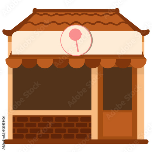 illustration of indonesian candy store front