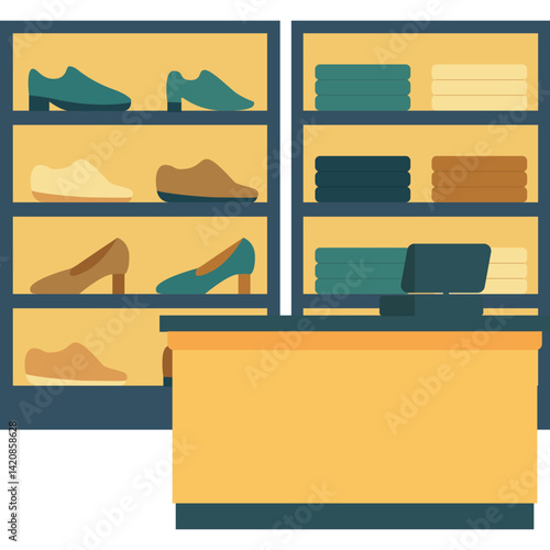 illustration of shoes store