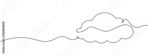 Cloud one line continuous drawing doodle design border vector