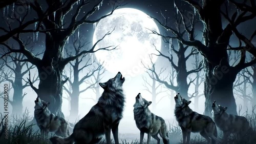wolf howling at the moon