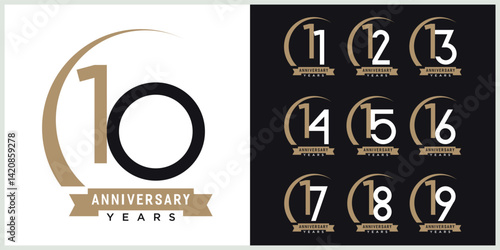 anniversary set logotype vector with brown and white color for special celebration day