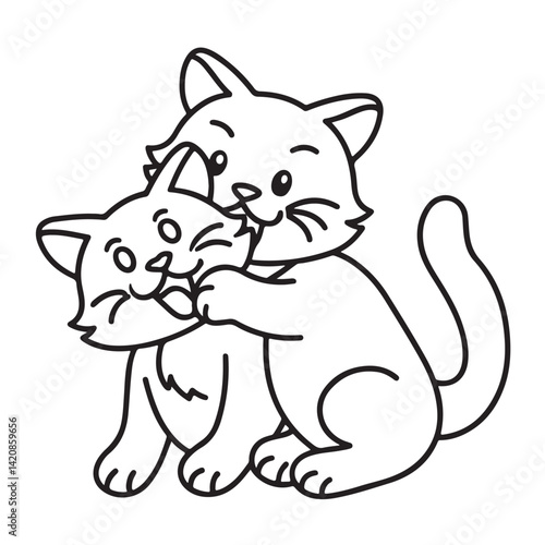Cat moments meow life coloring pages, coloring book, line art, illustration, black & white, bold and easy coloring pages