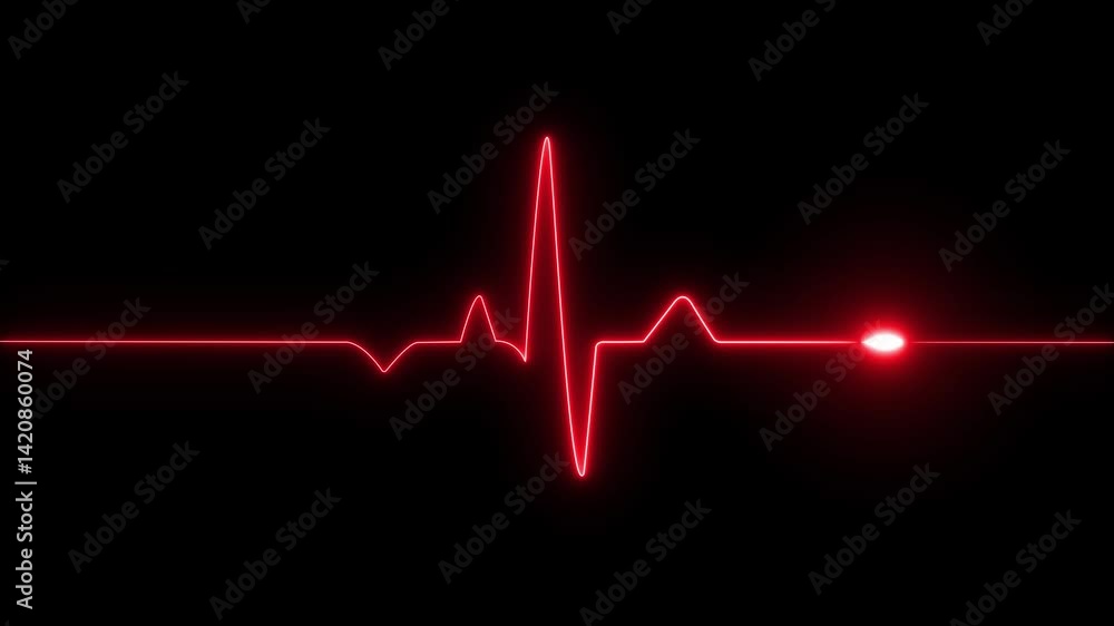 Glowing neon green color heartbeat rate and pulse on black screen, seamless and loop motion animate footage. Glowing neon green color heartbeat rate and pulse on black screen, seamless and loop motion animate footage.