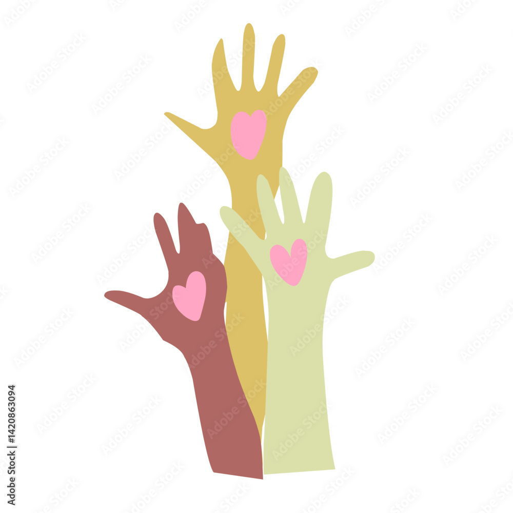Hands with heart vlounteer Vector illustration Hands with heart vlounteer Vector illustration