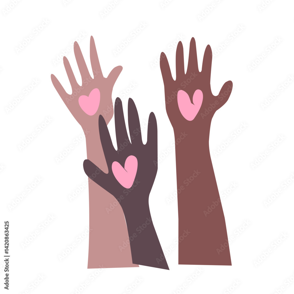 Hands with heart vlounteer Vector illustration