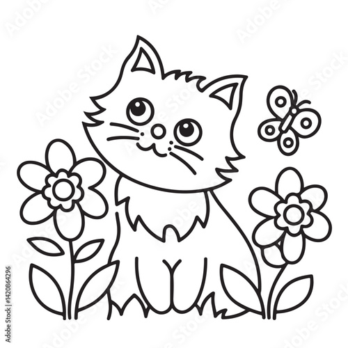 Cat moments meow life coloring pages, coloring book, line art, illustration, black & white, bold and easy coloring pages