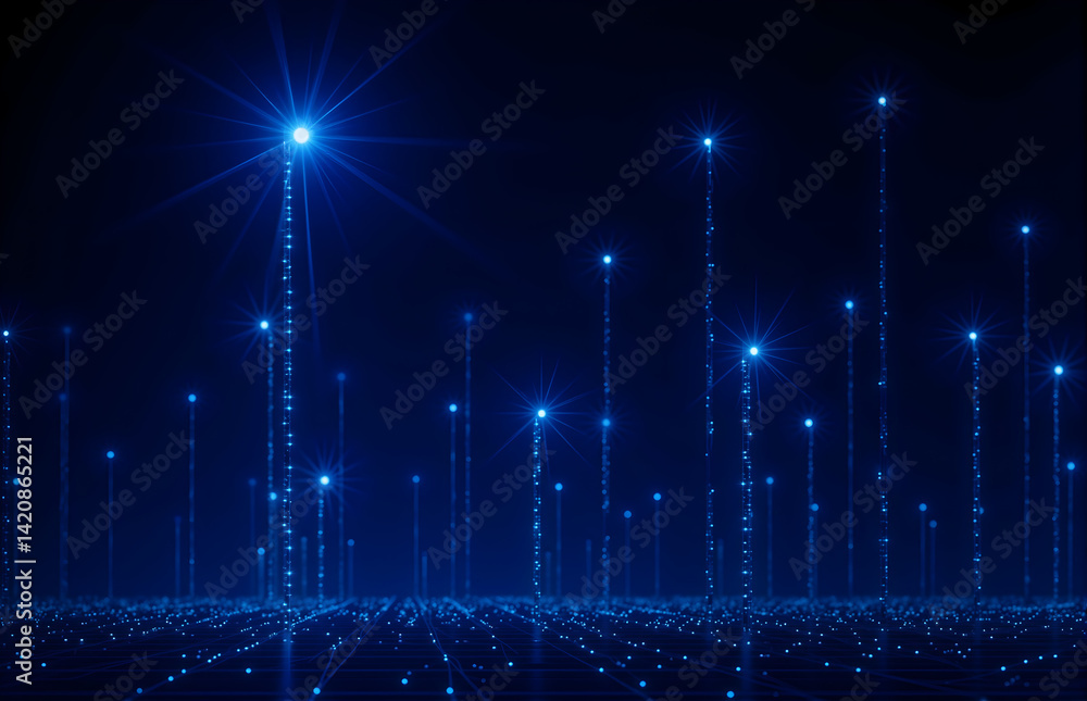 Fototapeta premium Abstract Blue Digital Light Network Visualization