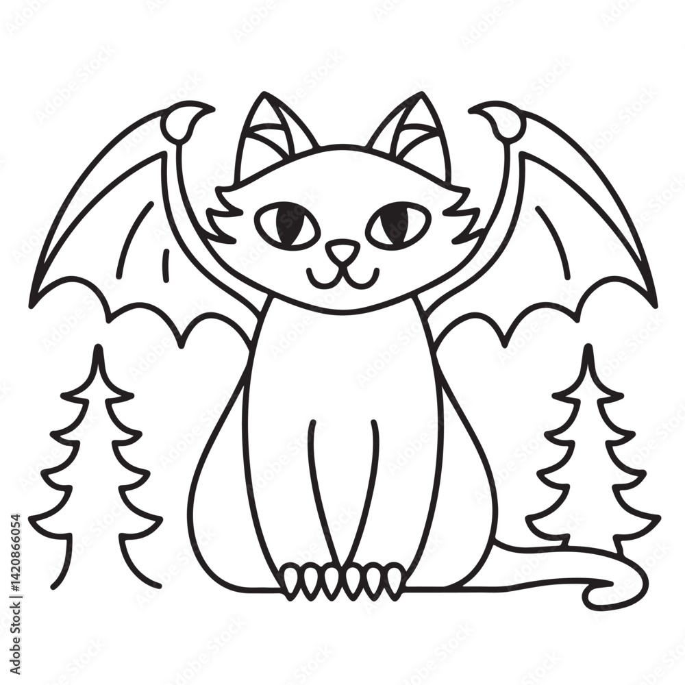 Obraz premium Cat moments meow life coloring pages, coloring book, line art, illustration, black & white, bold and easy coloring pages