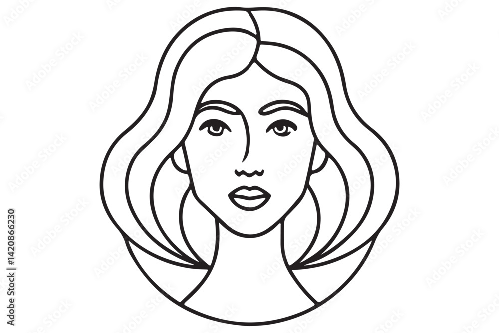 Elegant Female Line Art Illustration, Minimalist Black and White Beauty Sketch, Modern Woman Face Drawing Elegant Female Line Art Illustration, Minimalist Black and White Beauty Sketch, Modern Woman Face Drawing