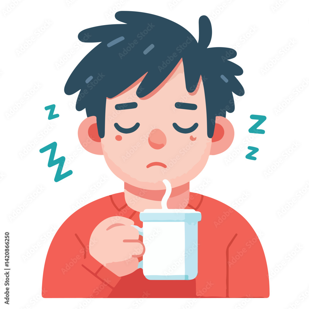 Sleepy person drinking coffee in the morning vector illustration Sleepy person drinking coffee in the morning vector illustration