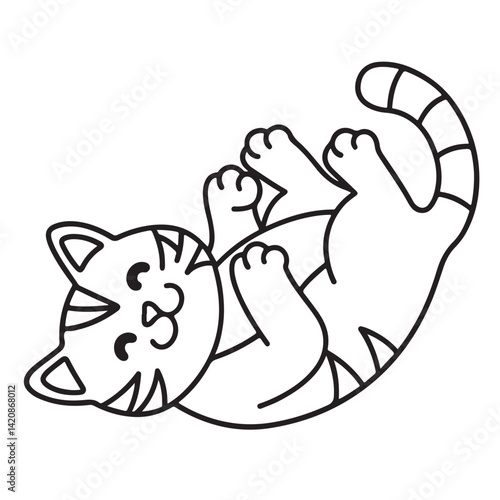 Cat moments meow life coloring pages, coloring book, line art, illustration, black & white, bold and easy coloring pages
