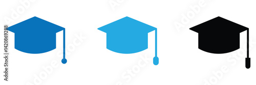 Academic Graduation Cap Icon Perfect for Education and Achievement .Vector Illustration . EPS 10 . 