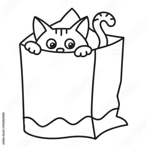 Cat moments meow life coloring pages, coloring book, line art, illustration, black & white, bold and easy coloring pages