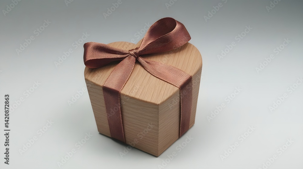 Obraz premium Small gift box tied with a ribbon in the shape of a heart