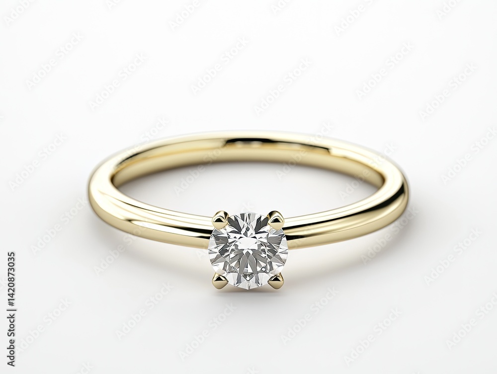 Solitaire diamond ring in yellow gold. Simple, elegant design Solitaire diamond ring in yellow gold. Simple, elegant design