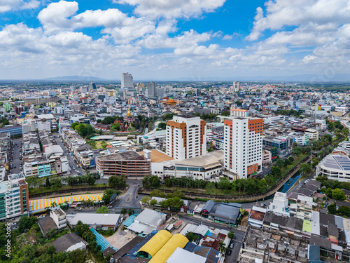 Vászonkép Aerial view of Hat Yai, Thailand, cityscape with buildings, mountains, and sky