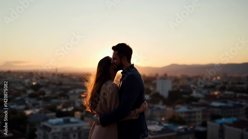 Sunset Silhouette Romance A Cityscape Love Story