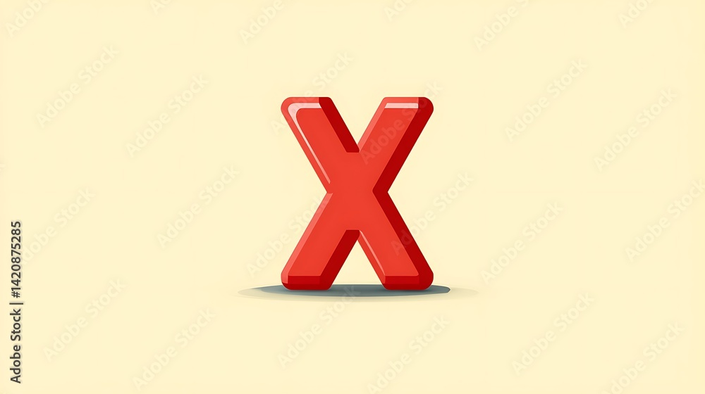 Red Letter X on Pale Background for Design, Marketing, or Educational Use in Creative Concepts Red Letter X on Pale Background for Design, Marketing, or Educational Use in Creative Concepts