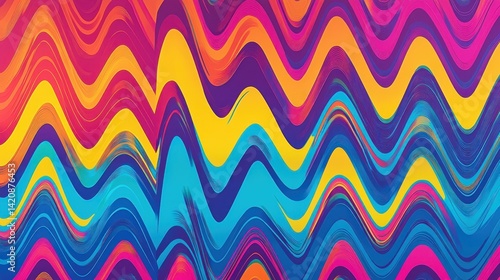 A repeating pattern of zigzag lines in vibrant colors.