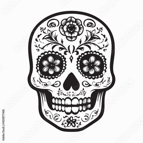 Hispanic heritage sugar skull marigold Festive dia de los muertos  image vector