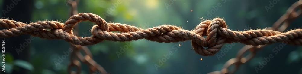 A close-up of intertwined natural rope showcasing texture and depth in vibrant light. A close-up of intertwined natural rope showcasing texture and depth in vibrant light.