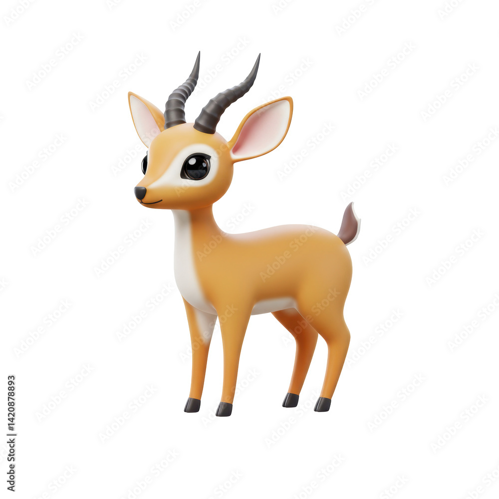Fototapeta premium Cute Cartoon Deer Character with Playful Expression Standing on a Transparent Background