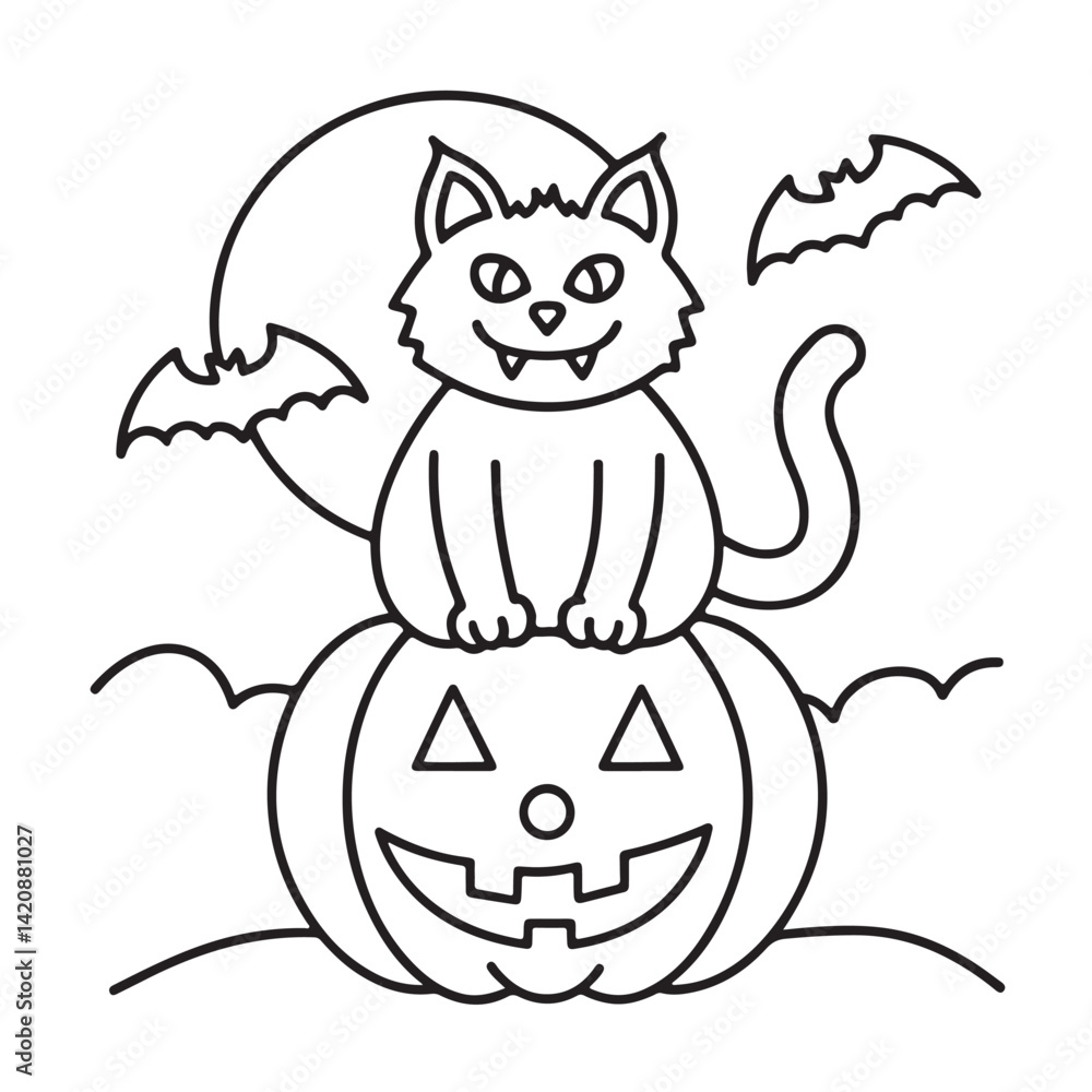 Fototapeta premium Cat moments meow life coloring pages, coloring book, line art, illustration, black & white, bold and easy coloring pages