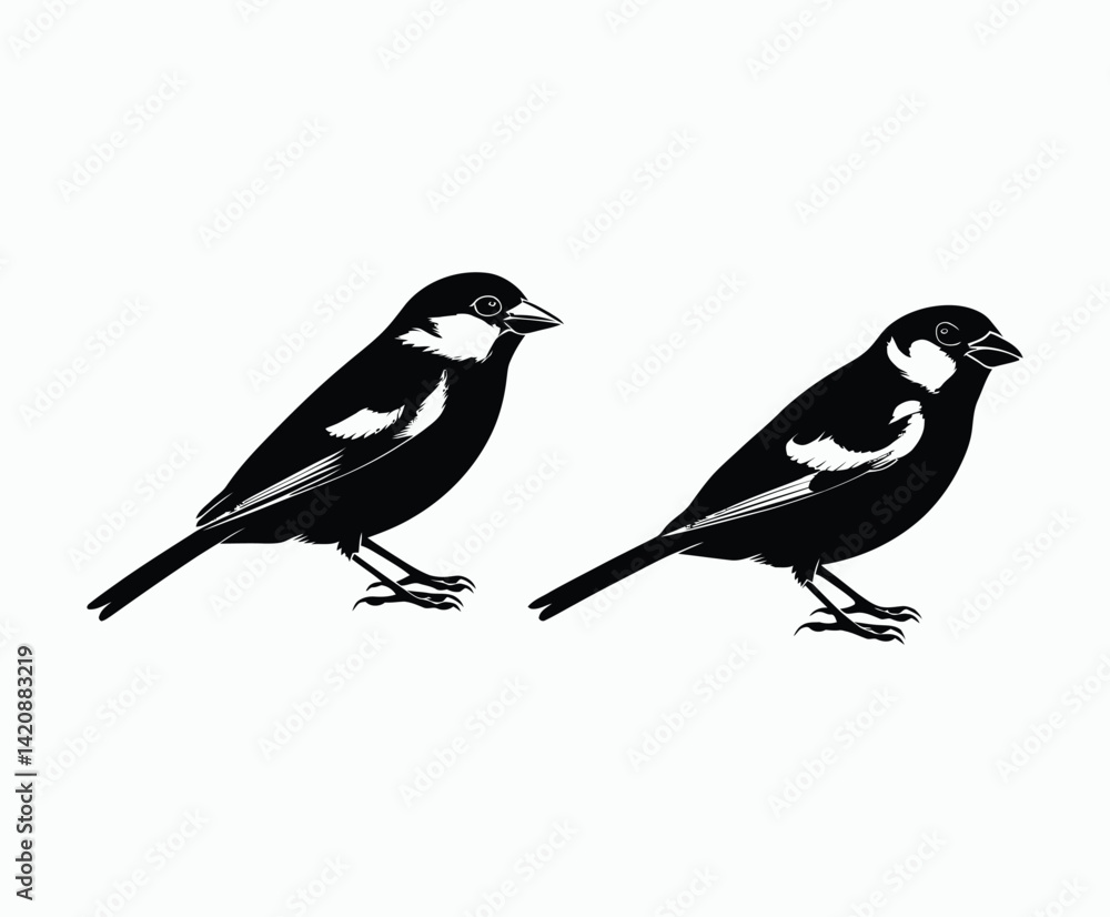 Obraz premium Sparrow Bird Silhouette Collection Vector Template Illustration