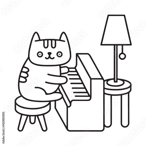 Cat moments meow life coloring pages, coloring book, line art, illustration, black & white, bold and easy coloring pages