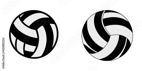 Volleyball ball icon. Vector illustration. Set of isolated volleyball ball icons. Black volleyball ball symbol, volley ball icon symbol sign vector.