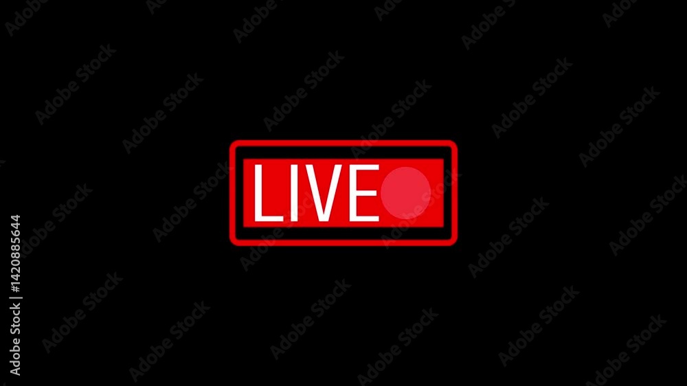 live streaming icon animation with transparent background, Animated red button live streaming broadcast with alpha channel live streaming icon animation with transparent background, Animated red button live streaming broadcast with alpha channel