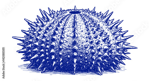 Sea Urchin (Uni) suitable for menu or any purposes, in Sketch Vector Style illustration Easy to recolor and resize