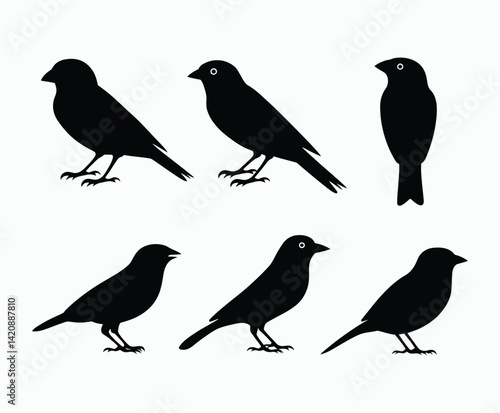Wallpaper Mural Sparrow Bird Sitting Pose Silhouette EPS Vector Template Torontodigital.ca