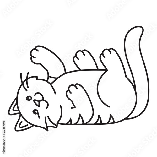 Cat moments meow life coloring pages, coloring book, line art, illustration, black & white, bold and easy coloring pages