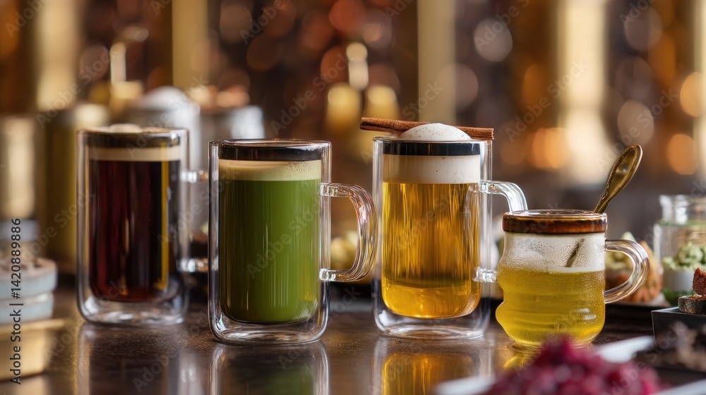 Four glasses of different drinks Four glasses of different drinks