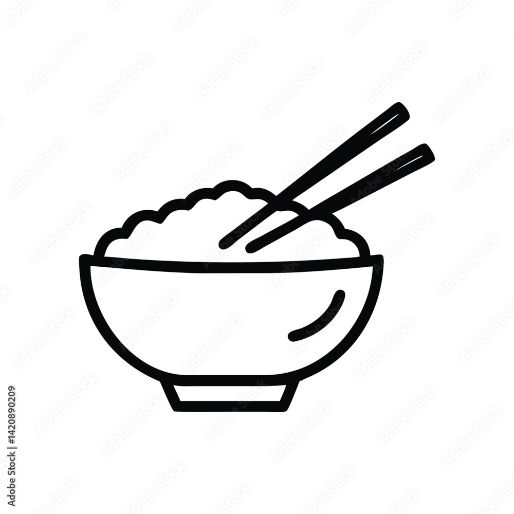 Rice Bowl with Chopsticks Vector Rice Bowl with Chopsticks Vector